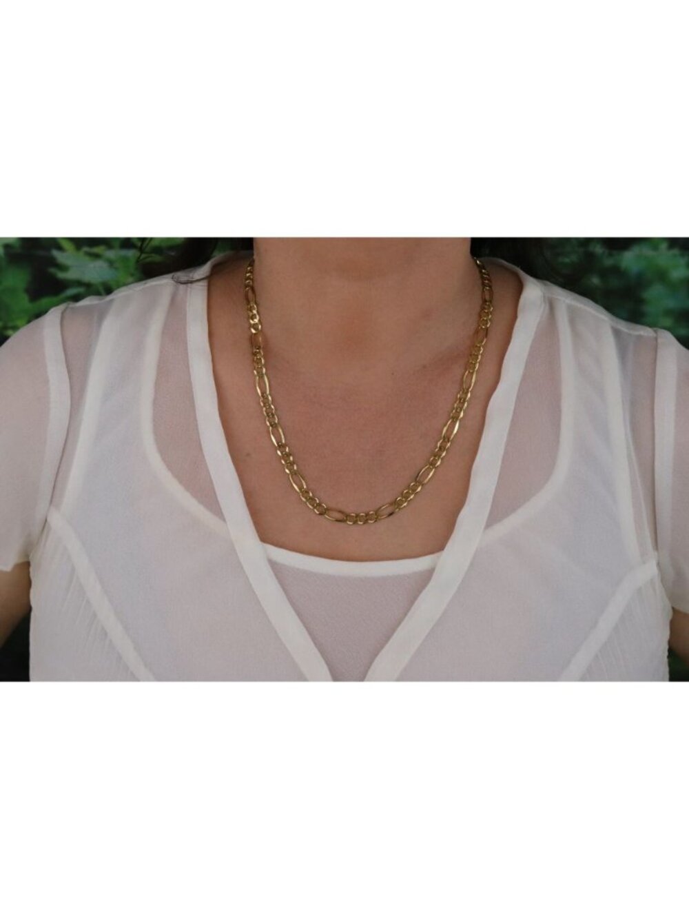 18k Yellow Gold Over Sterling Silver Figaro Link Chain Necklace 20" Men or Women - Picture 5 of 11